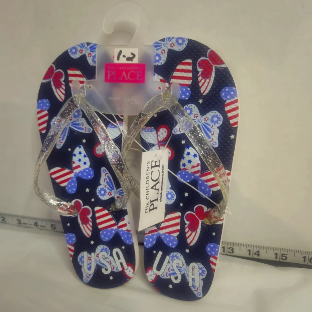 TCP BUTTERFLY GIRLS SANDALS/FLIP‎ FLOPS USA RED,WHITE AND BLUE VARIOUS SIZES